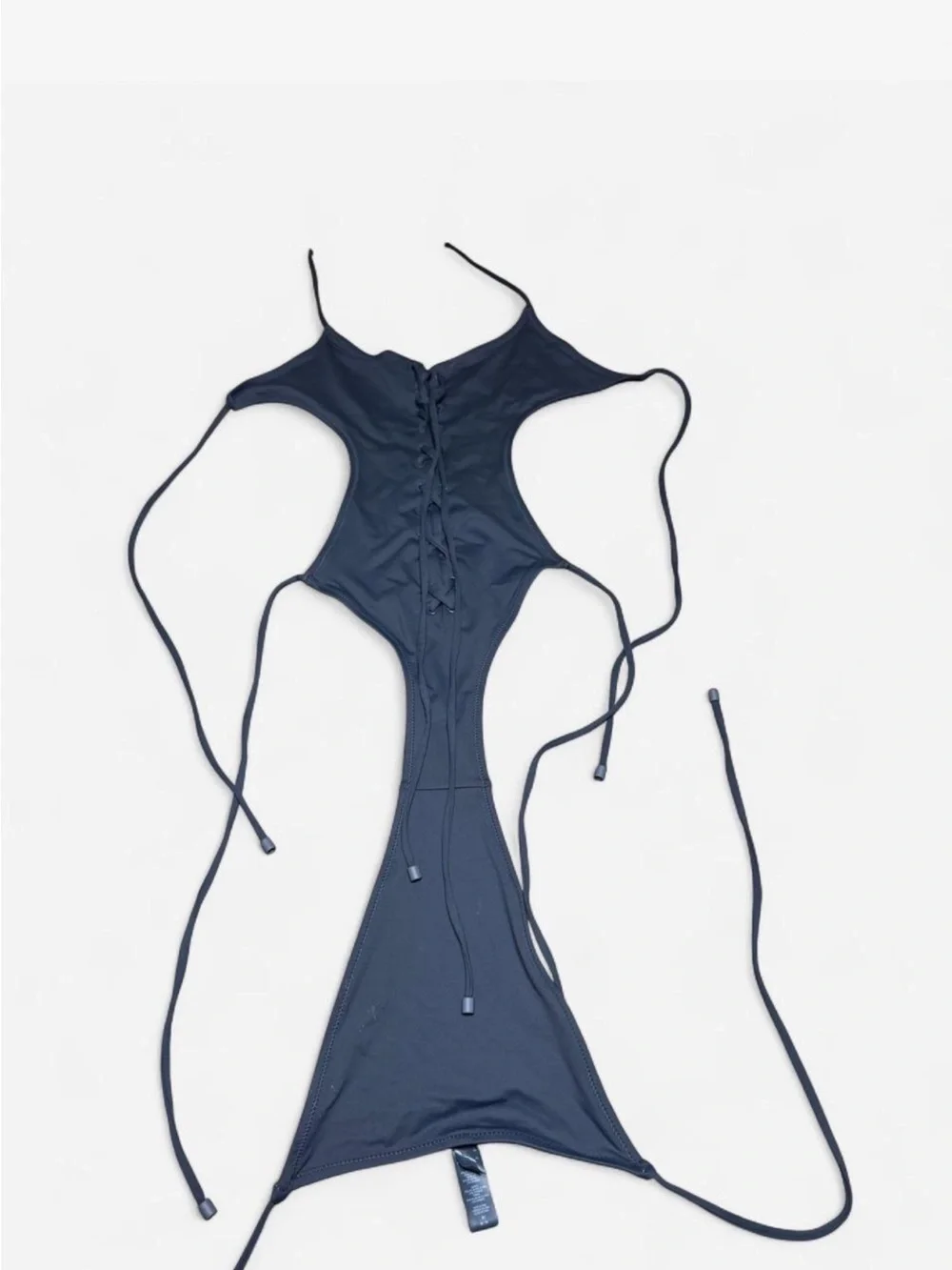 SKIMS Charcoal Lace-Up One-Piece Swimsuit
